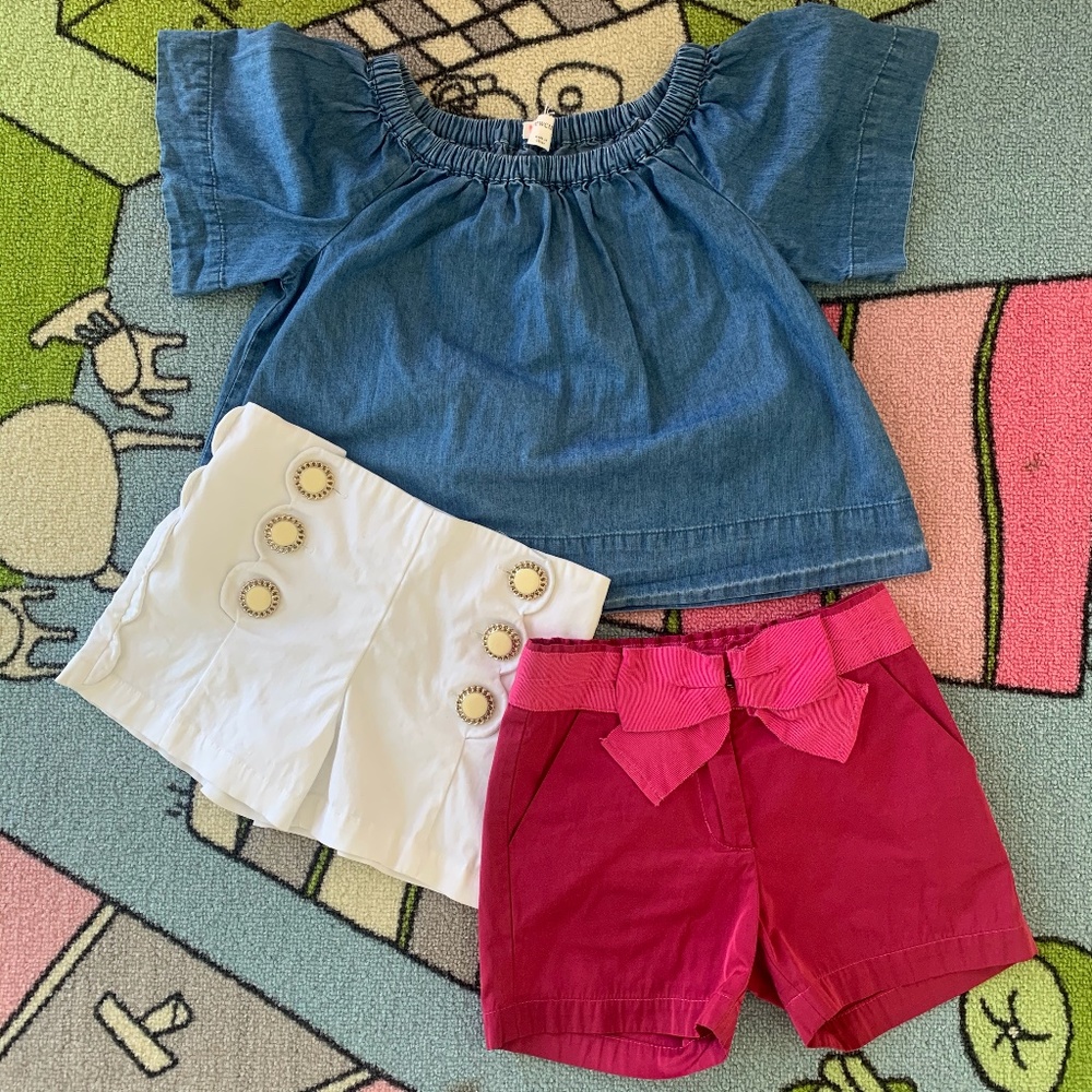 Set of 2 Designer Shorts + Crewcuts Denim Top Sz 4